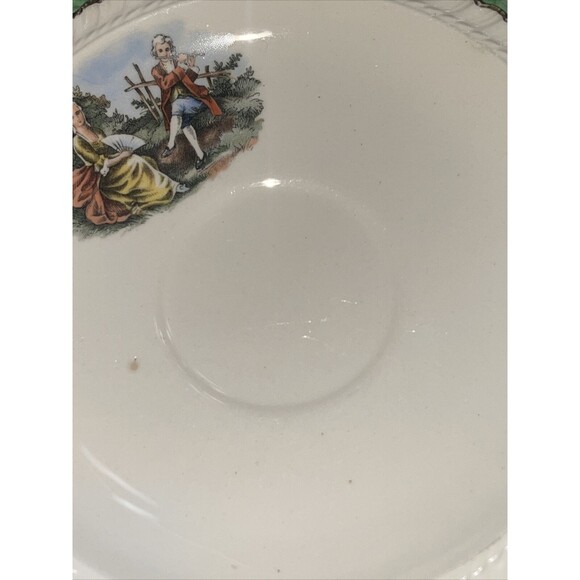 5 The Harker Pottery Company - Saucer - 22K Gold Trim - Colonial Couple - Picture 11 of 12